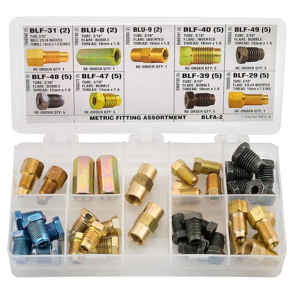 Metric Tube Nut, Union, Adapter Fitting Assortment, 9 SKU, BLFA-2